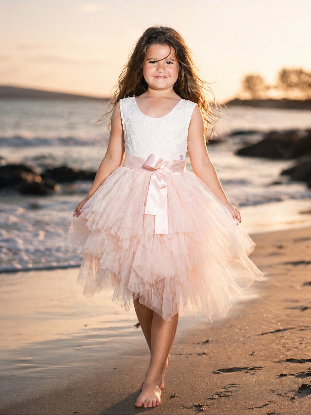 Handmade Flower Girl Blush Dress Size 6